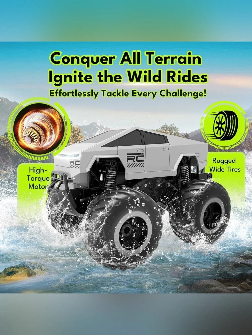 GOBANG 1:16 Amphibious Waterproof Remote Control Monster Truck - Waterproof